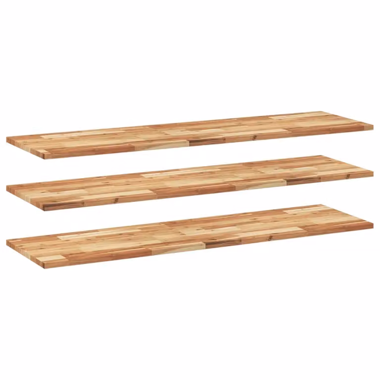 Berkfield Home Set of 3 Brown Oil Finished Solid Wood Acacia Floating Shelves, W/D/H: 120 x 40 x 2 cm