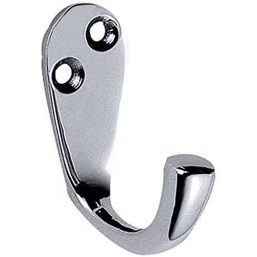 Loops Victorian One Piece Single Bathroom Robe Hook, Polished Chrome, 40mm Projection