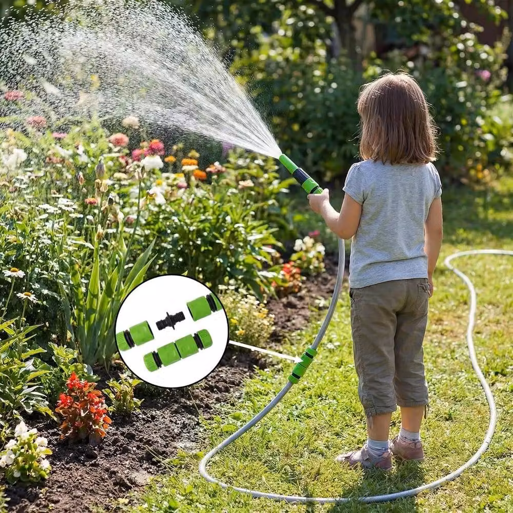 FLAVORA Garden Hose Connector Set with Flow Control Nozzle in Green, 1/2 inch, 100 g – 3