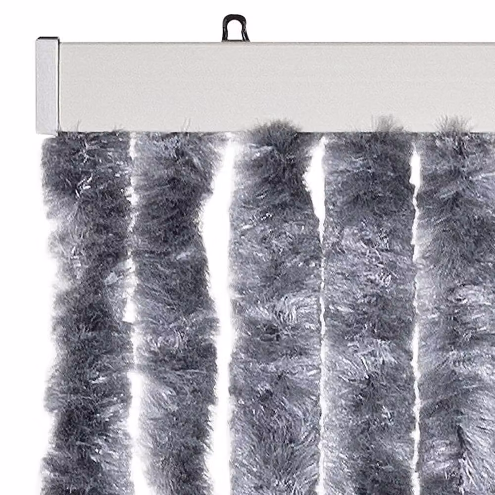 Berkfield Home Silver Chenille Soft Fly Curtain, W: 100 cm, H: 200 cm – 4