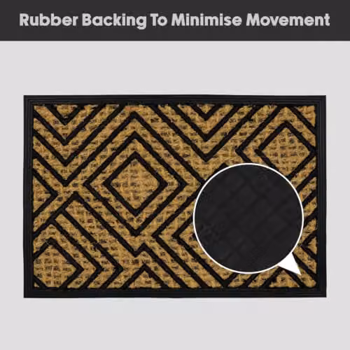 JVL Alba Woven Tuffscrape Doormat in Brown and Beige with Diamond Pattern, W: 40 cm, D: 60 cm – 5