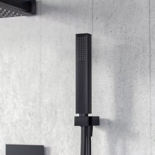 Nes Home 3 Dial Square Thermostatic Shower Mixer Valve Set with Handheld Shower and Waste in Matt Black – 2