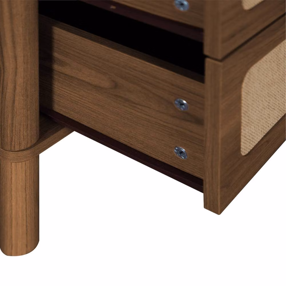 sweeek Vintage 4-Drawer Chest of Drawers with Wood Decor and Cane in Dark Brown – 3
