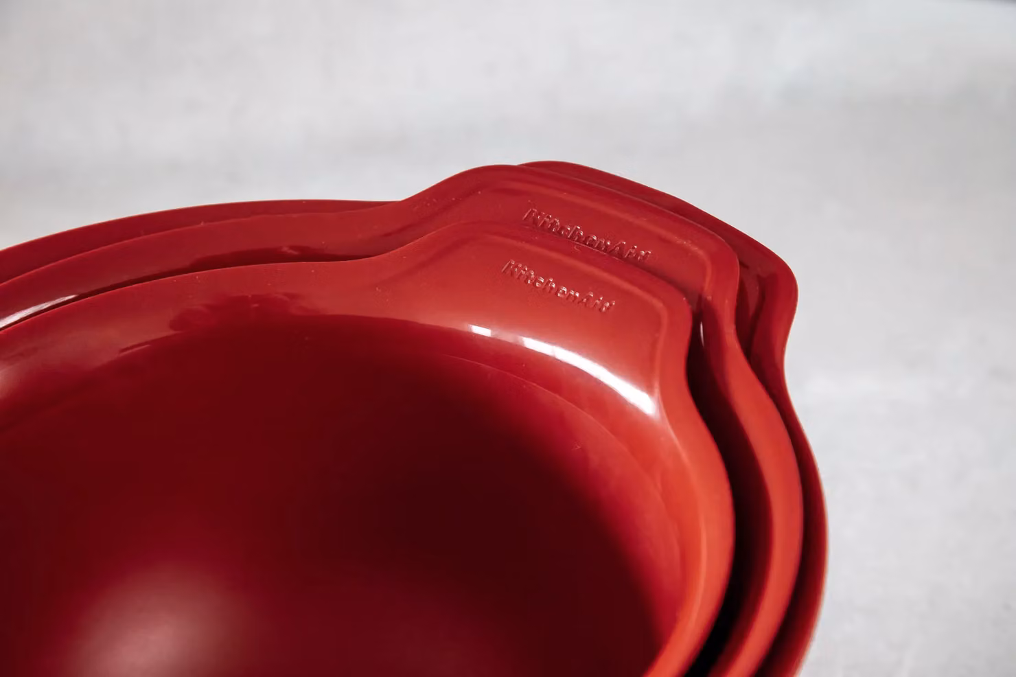 KitchenAid 3pc Nesting Mixing Bowl Set with Pouring Spout and Non-Slip Base, Red – 4
