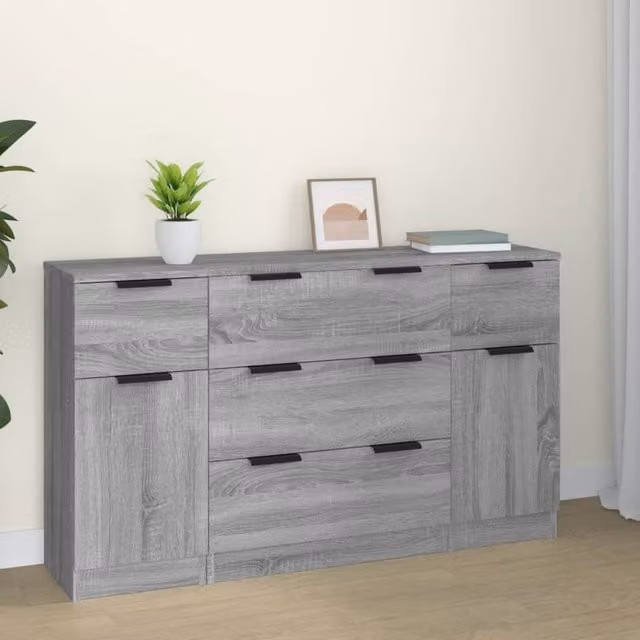 Berkfield Home 3 Piece Sideboard Set in Grey Sonoma Engineered Wood