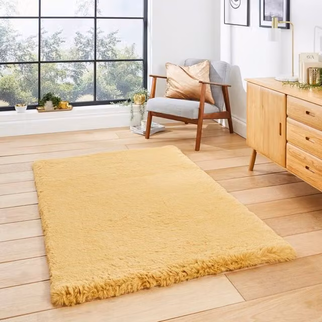 The Rug Shop UK Modern Shaggy Yellow Area Rug, W: 150 cm, D: 230 cm – 1