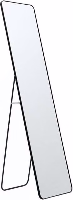 Garden Sanctuary Modern Rectangular Metal Freestanding Floor Mirror in Black