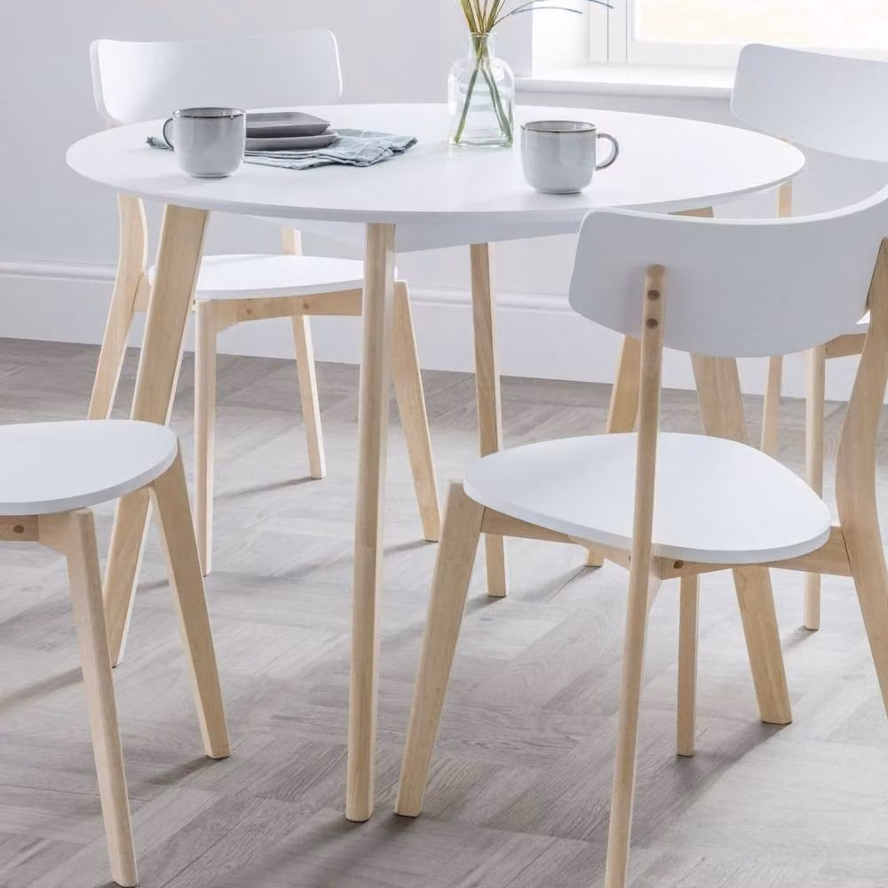 Cheshire Premium Casa Round Dining Table in White and Oak, Diameter: 100 cm, Height: 75 cm – 2