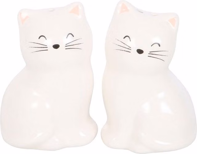Kingsbury Gifts White Cat Shaped Ceramic Salt and Pepper Shakers