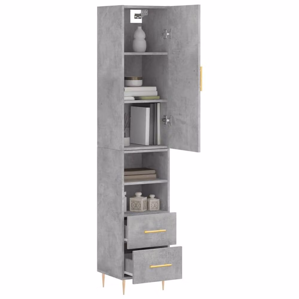 Berkfield Home Modern Highboard in Concrete Grey, W/D/H: 34.5 x 34 x 180 cm – 2