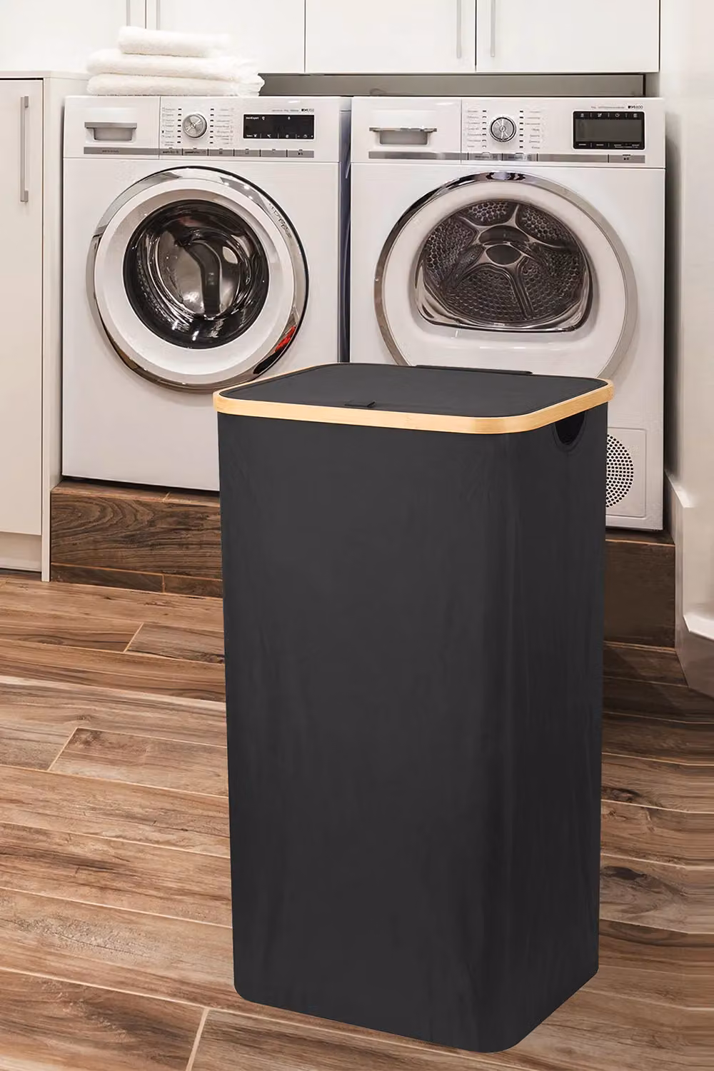 Neel Blue 100L Foldable Laundry Hamper with Lid in Black and Blue – 5