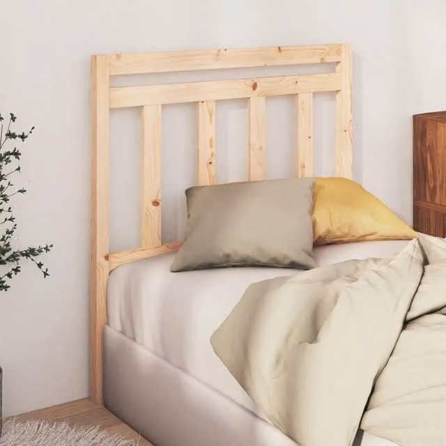 Berkfield Home Beautiful Bed Headboard in Solid Pine Wood, Beige, W/D/H: 81 x 4 x 100 cm
