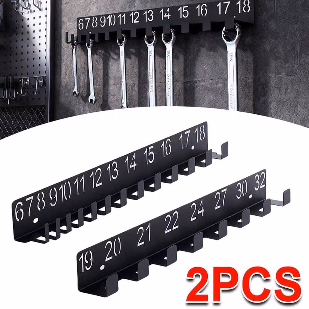 FLAVORA Set of 2 Wall Mounted Wrench Holder and Screw Organiser, Black, Width: 50 cm – 2