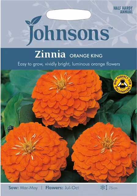 Johnsons Orange King Zinnia Ornamental Flower Seeds