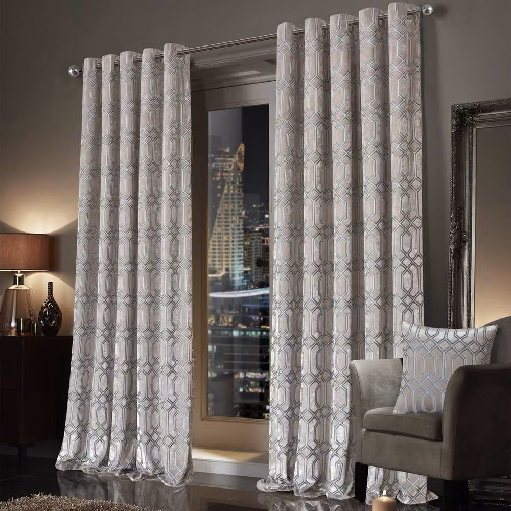 New Edge Blinds Luxe Geo Gold Velvet Blackout Eyelet Curtains, Width: 228 cm, Height: 228 cm – 2