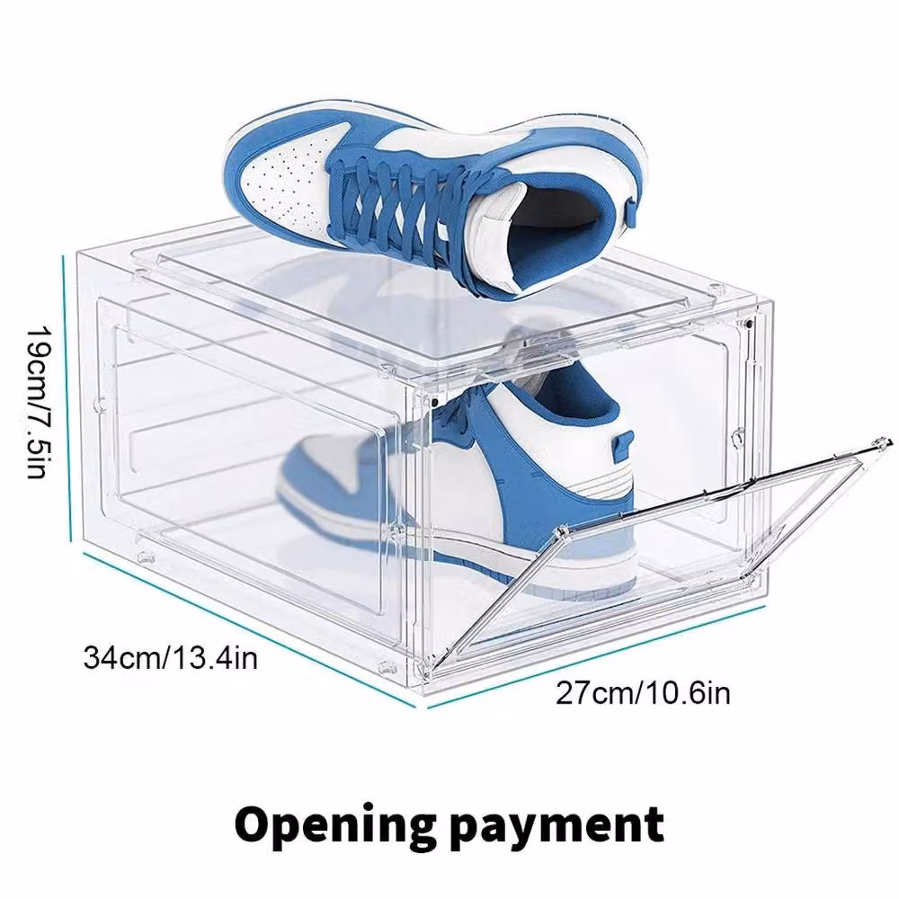 NESTLUNE Set of 6 Stackable White and Transparent Acrylic Shoe Box Storage Cases – 3