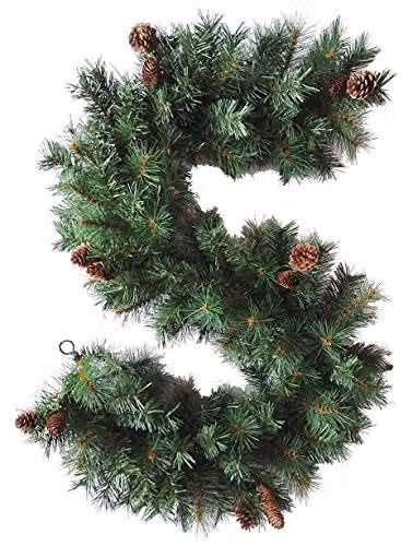 Best Artificial Colorado Pine Christmas Garland in Green with 12 Pine Cones and 160 Tips, 1.8 m – 2