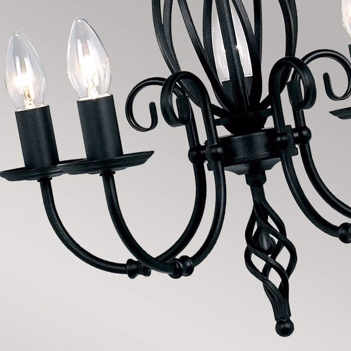 Netlighting Artisan 5 Light Classic Ceiling Chandelier in Black with Glass and Metal Details, E14 – 3