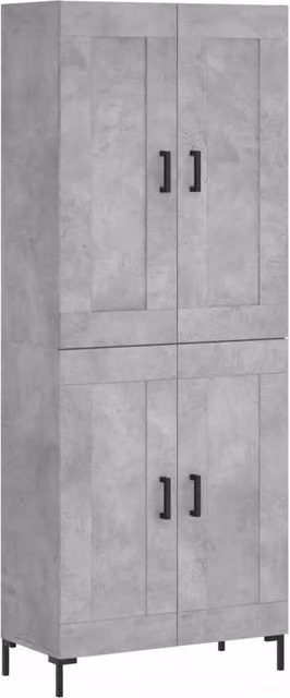 Berkfield Home Highboard in Concrete Grey, W/D/H: 69.5 x 34 x 180 cm – 1