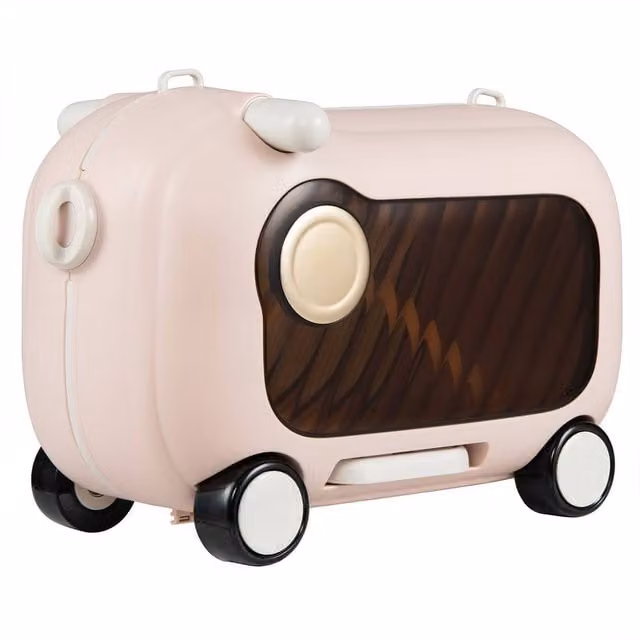 Costway Ride-on Luggage Suitcase with Retractable Pedal in Pink