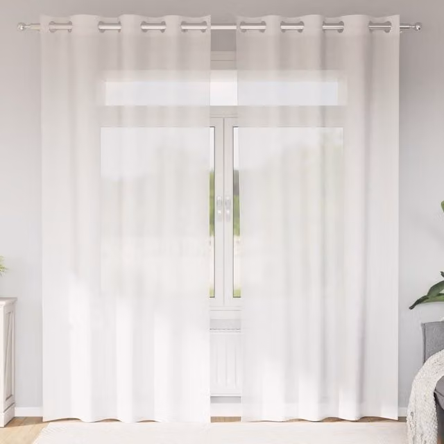 Berkfield Home White Voile Fabric Panel Curtains with Eyelets, 2 Pack, W: 140 cm, H: 245 cm