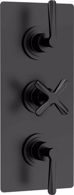 Balterley Triple Concealed Thermostatic Shower Valve with 2 Outlets in Matt Black – 1