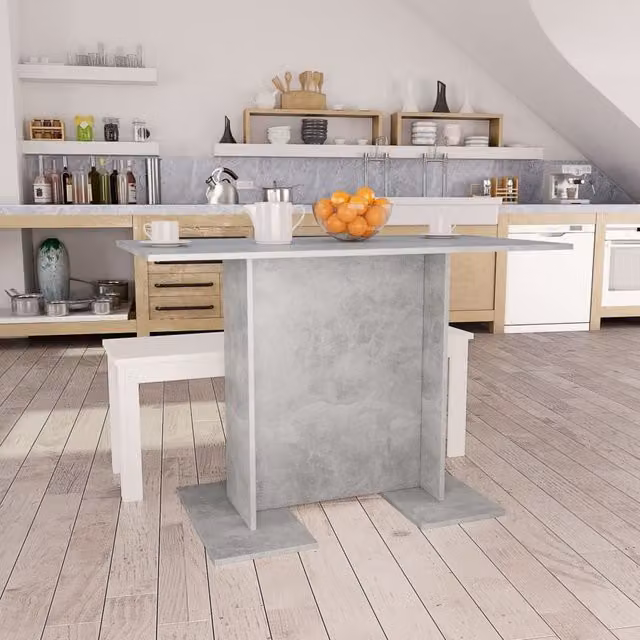 Berkfield Home Rectangular Dining Table in Concrete Grey, W/D/H: 110 x 60 x 75 cm – 1