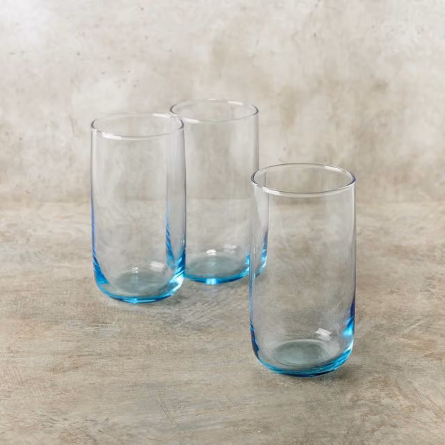 Queensway Home & Dining Blue Glass Tumbler Set, 365ml, Pack of 6