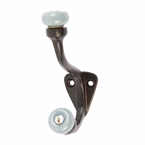 Hammer and Tongs Grey and Black Ceramic Ball Hat and Coat Hook, Wall Mounted, W: 3 cm, H: 10.5 cm – 1