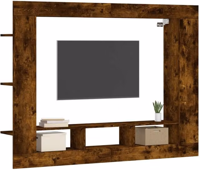 Berkfield Home Smoked Oak TV Cabinet in Brown, W/D/H: 152 x 22 x 113 cm