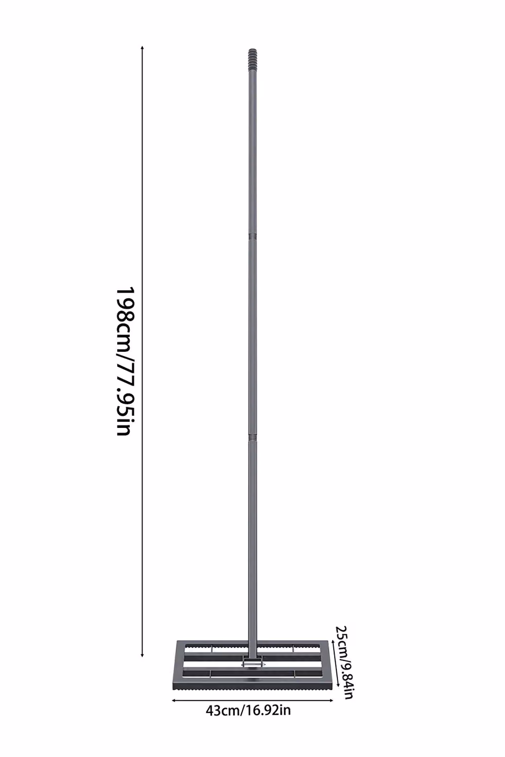 Living and Home Black Metal Lawn Levelling Rake with Detachable Handle and Serrated Design for Soil and Grass – 5