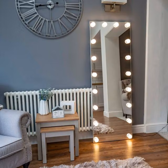 Jack Stonehouse Hollywood Full Length Mirror with 18 LED Bulbs in White