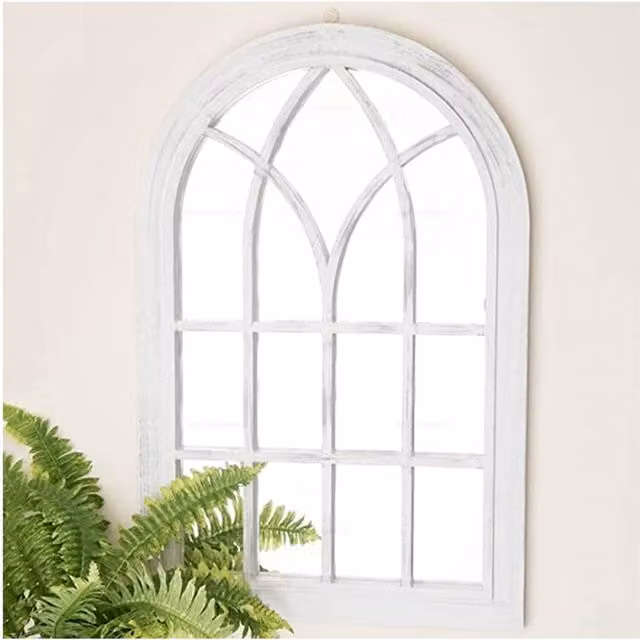 DEENZ Large White Rustic Soho Style Shabby Chic Window Wall Mirror