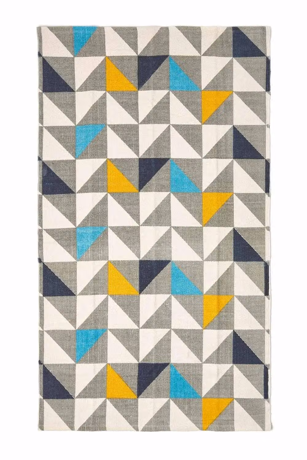Homescapes Copenhagen Geometric Scandi Printed Cotton Rug in Blue, Yellow, Grey and White, W: 90 cm, L: 150 cm – 2