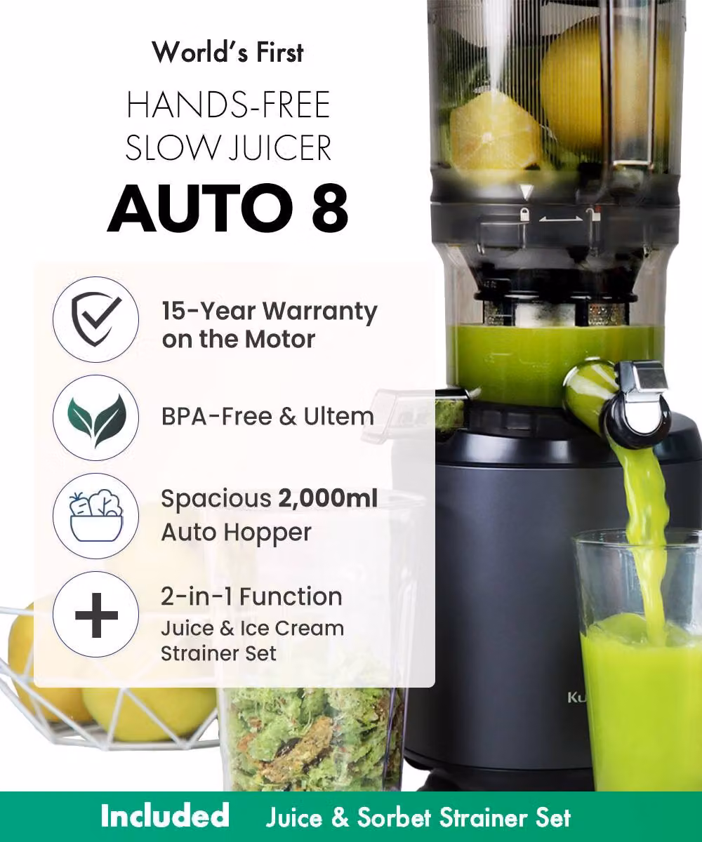 Kuvings AUTO8 Whole Slow Juicer in Black with 2 Litre Capacity – 6