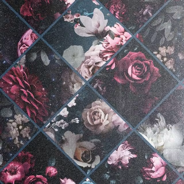 Arthouse Floral Collage Botanical Wallpaper in Purple and Petrol – 1