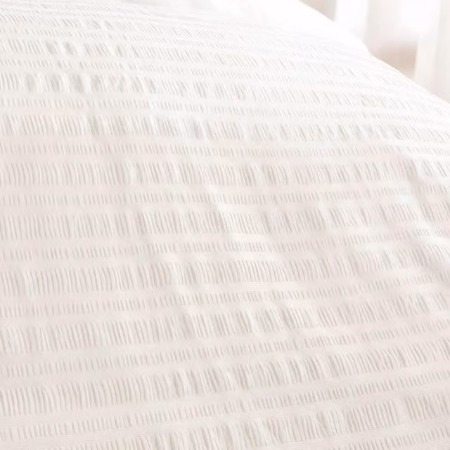 OHS White Embossed Seersucker Striped Duvet Set, W/D/H: 140 x 200 cm