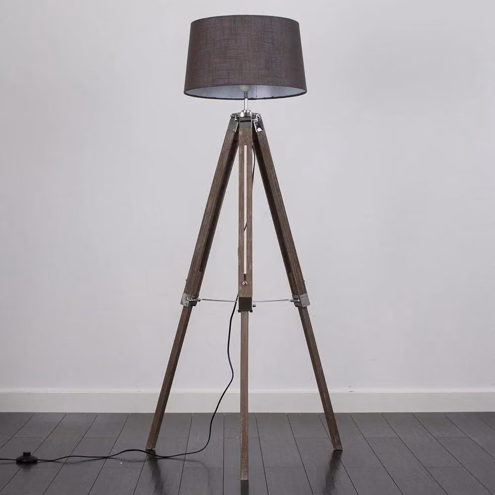 ValueLights Clipper Modern Grey Floor Lamp with Wood and Chrome Details – 2