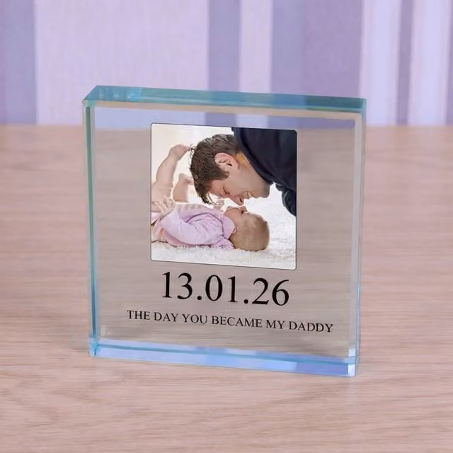Uniqueful Personalised The Day You Became My Daddy Glass Token for Dad in Transparent and Beige