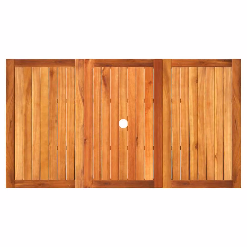 Berkfield Home Grey Extendable Rectangular Garden Table with Acacia Wood and Poly Rattan, W/D/H: 140 x 80 x 75 cm – 3