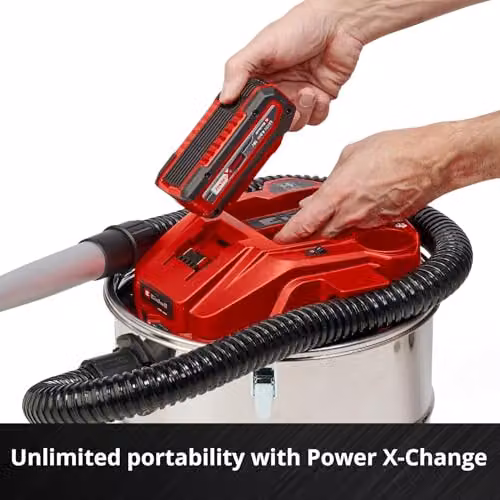 Einhell TE-AV 18/15 Li C Solo Cordless Ash Vacuum Cleaner in Black and Red with 15L Container and Blow Function – 7