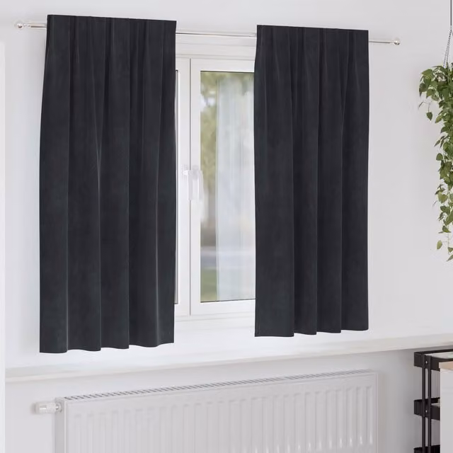 Berkfield Home Blackout Velvet Curtains with Top Tape, 2 Pack, Black – 1