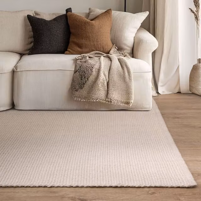 The Rug Shop UK Cream Modern Hand Made Plain Rectangular Area Rug, W: 200 cm, L: 290 cm – 1