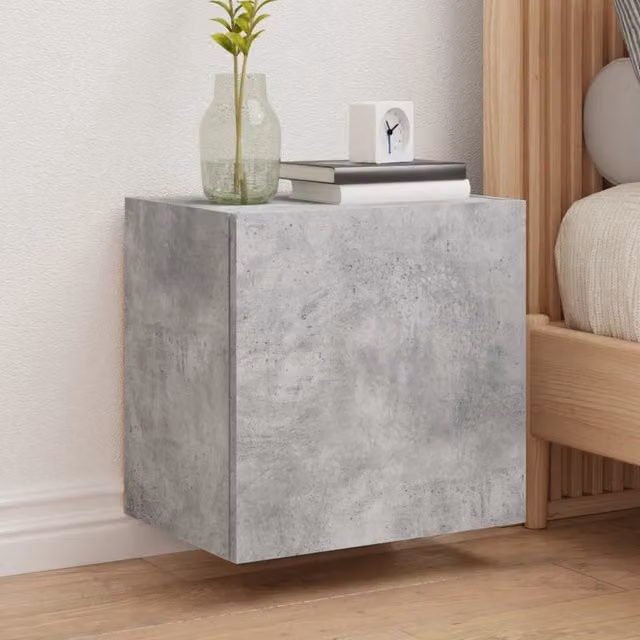 Berkfield Home Wall Mounted TV Cabinet in Concrete Grey, W: 40.5 cm, D: 30 cm, H: 40 cm