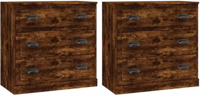 Berkfield Home Set of 2 Classic Sideboards in Smoked Oak Brown Engineered Wood – 1
