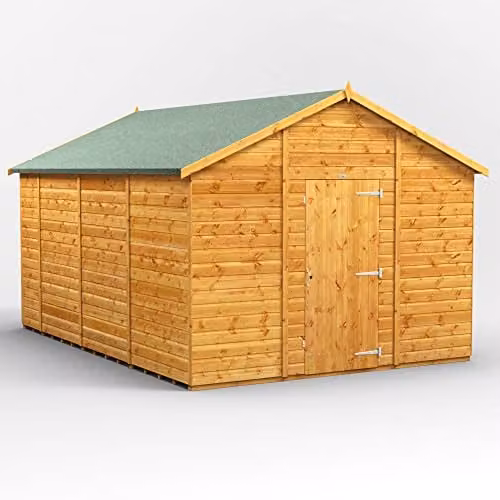 Powersheds Premium Apex Wooden Garden Shed in Natural Brown, Windowless with Gable Roof and Floor