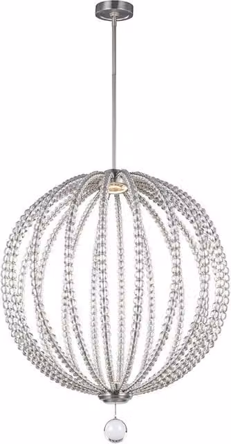 Loops 2 Bulb Ceiling Pendant Light Fitting in Silver with Crystal and Metal Details, Includes 12W LED Bulb