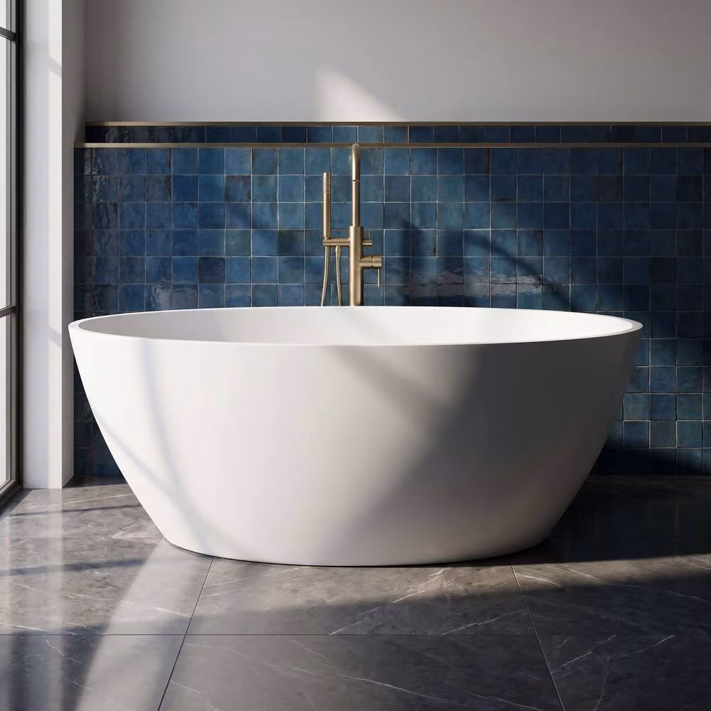 Balterley Hednesford Luxury Contemporary Freestanding Oval Double Ended Bath Tub, Matt White, W: 151 cm, D: 76 cm, H: 55 cm – 4