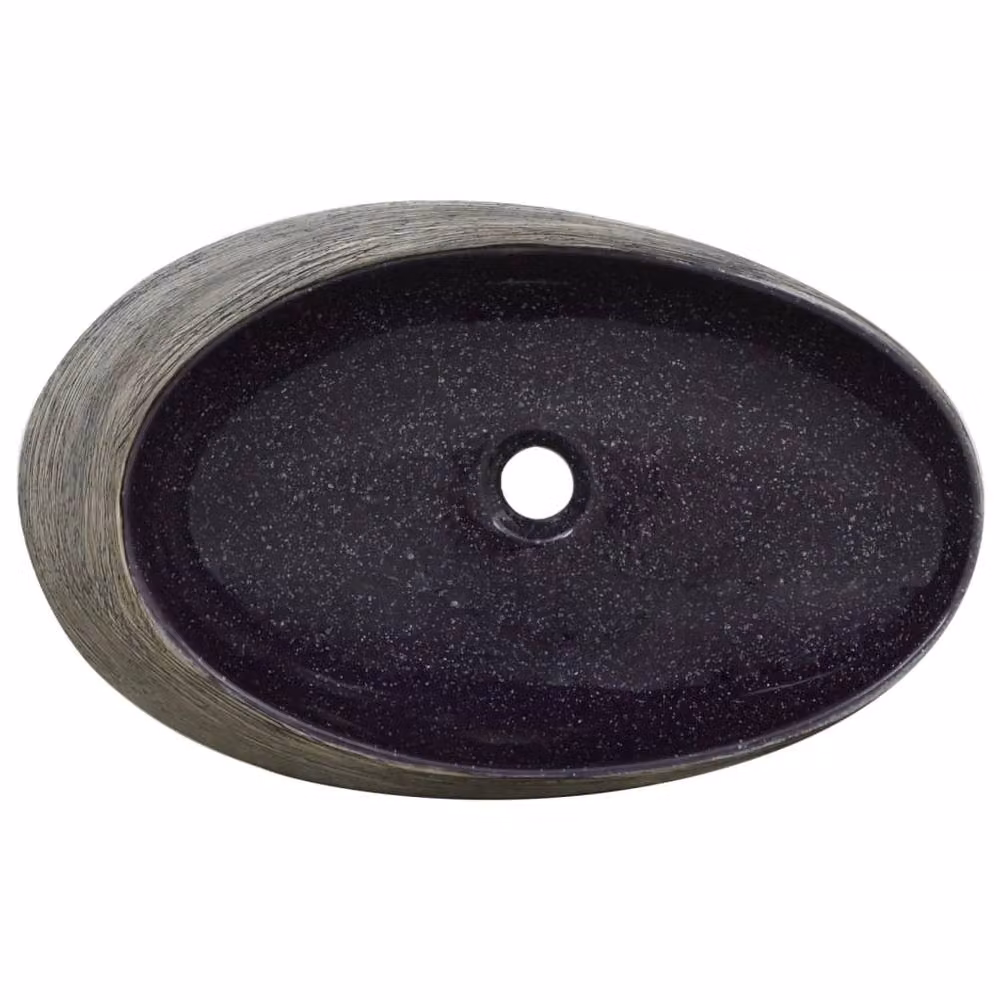 Berkfield Home Oval Ceramic Countertop Basin in Purple and Grey, W: 59 cm, D: 40 cm, H: 14 cm – 4