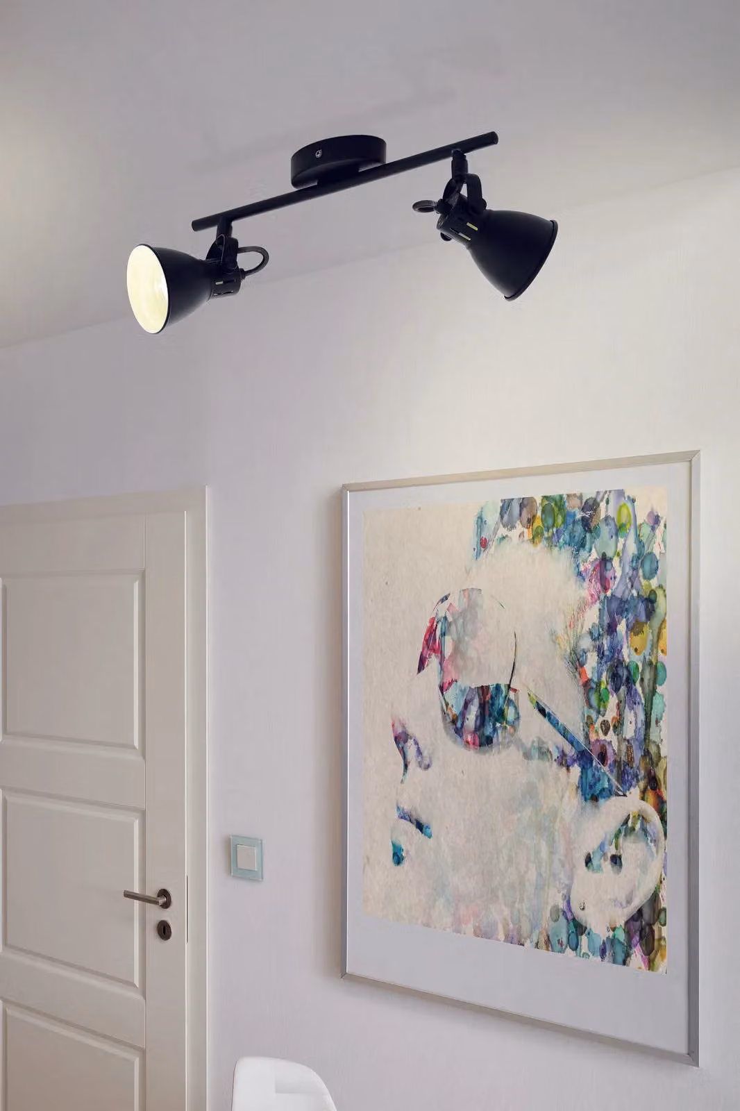 Loops Black Steel 2-Spot Flush Ceiling Light with 2x GU10 Warm White Bulbs Included – 3